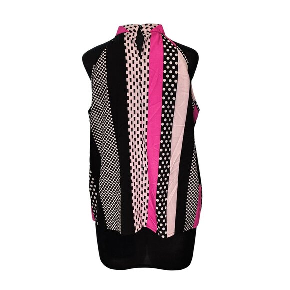 Gomorn Womens Halter Neck Sleeveless Blouse XL Black/Pink/White - Picture 3 of 9